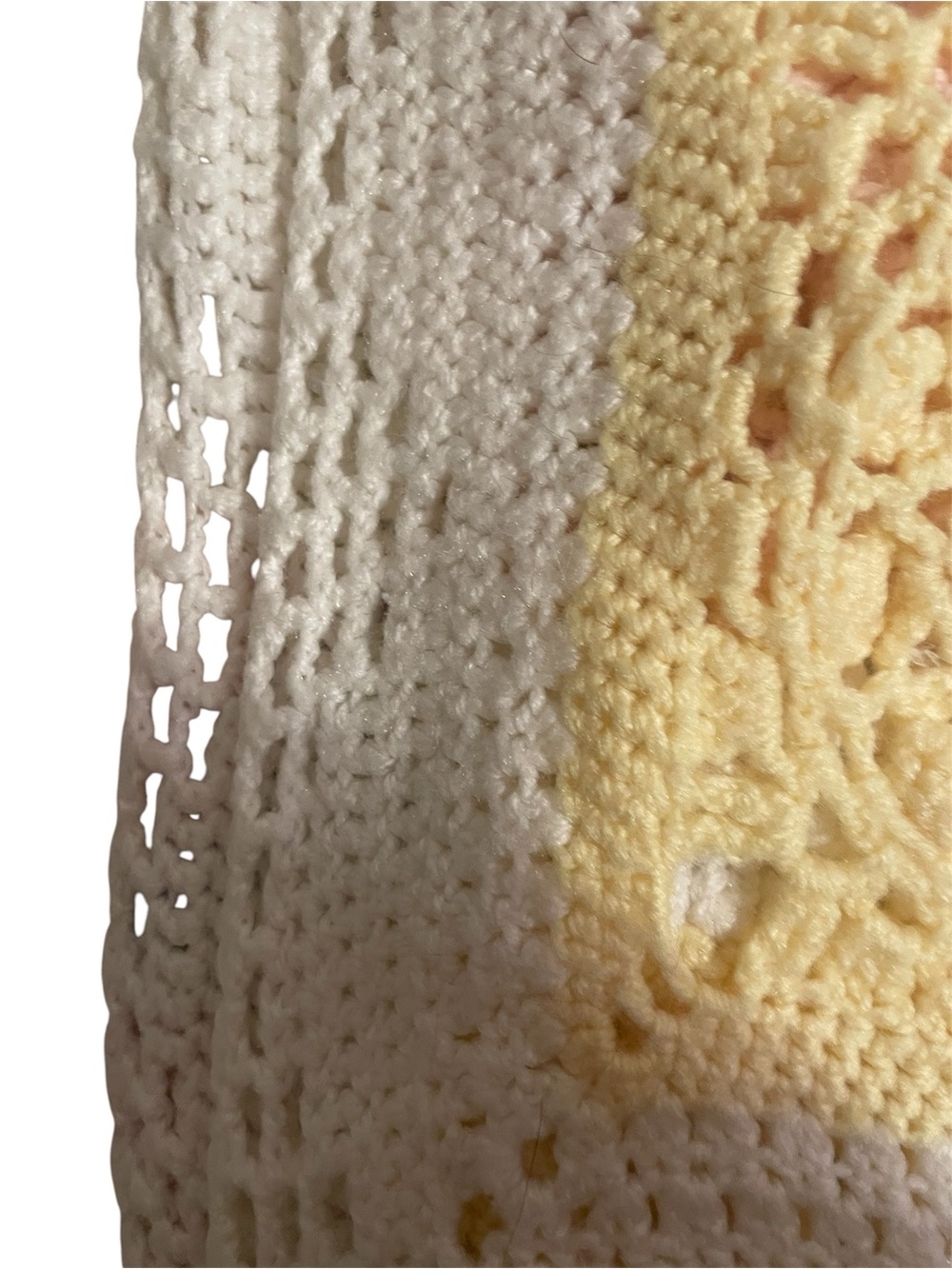 Unisex Handmade Crochet Pastel Fine Detailed Square Baby Blanket. See descr.NWT! - Picture 3 of 6